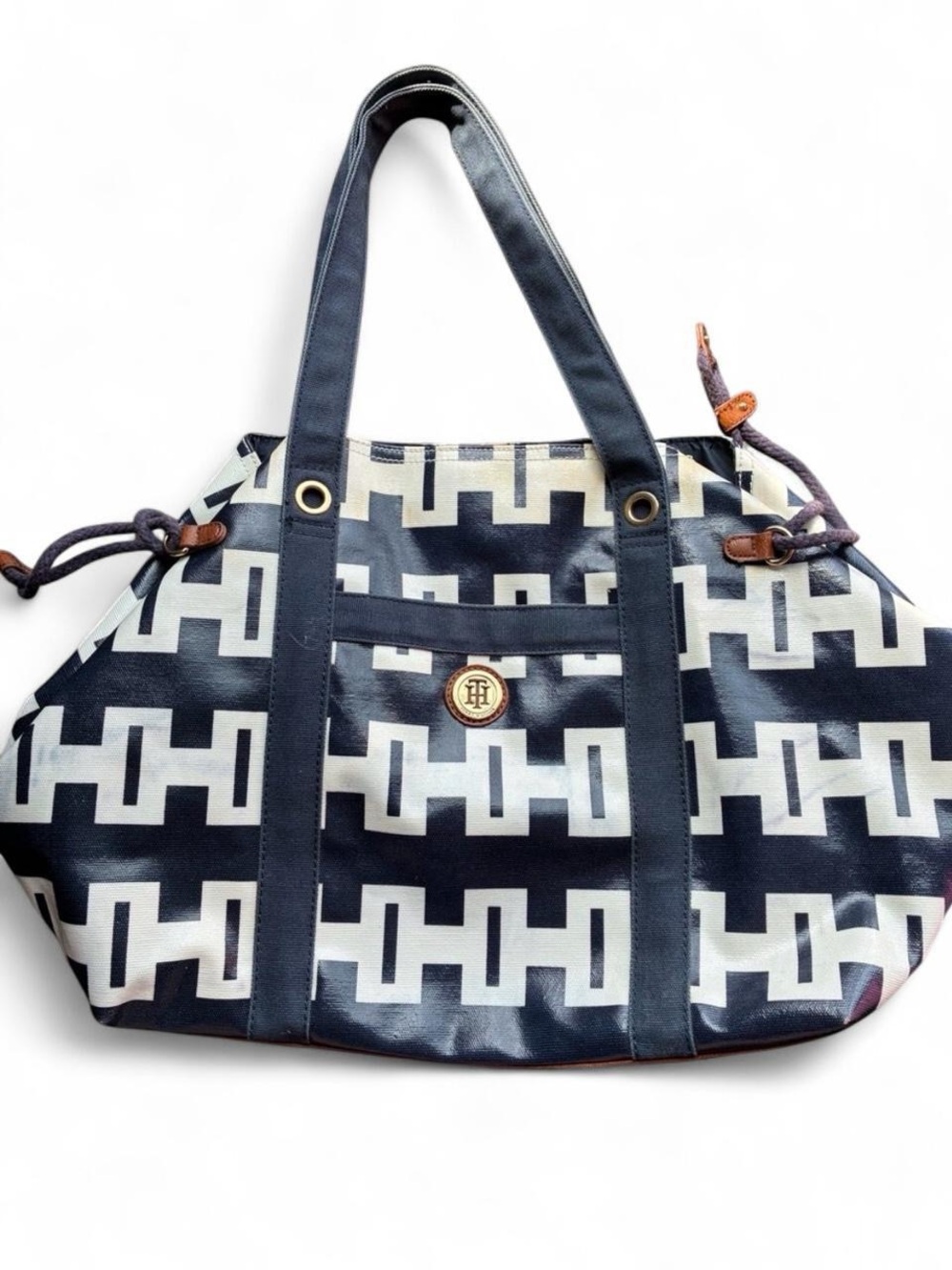 Tommy Hilfiger Navy White Tote Shoulder Bag